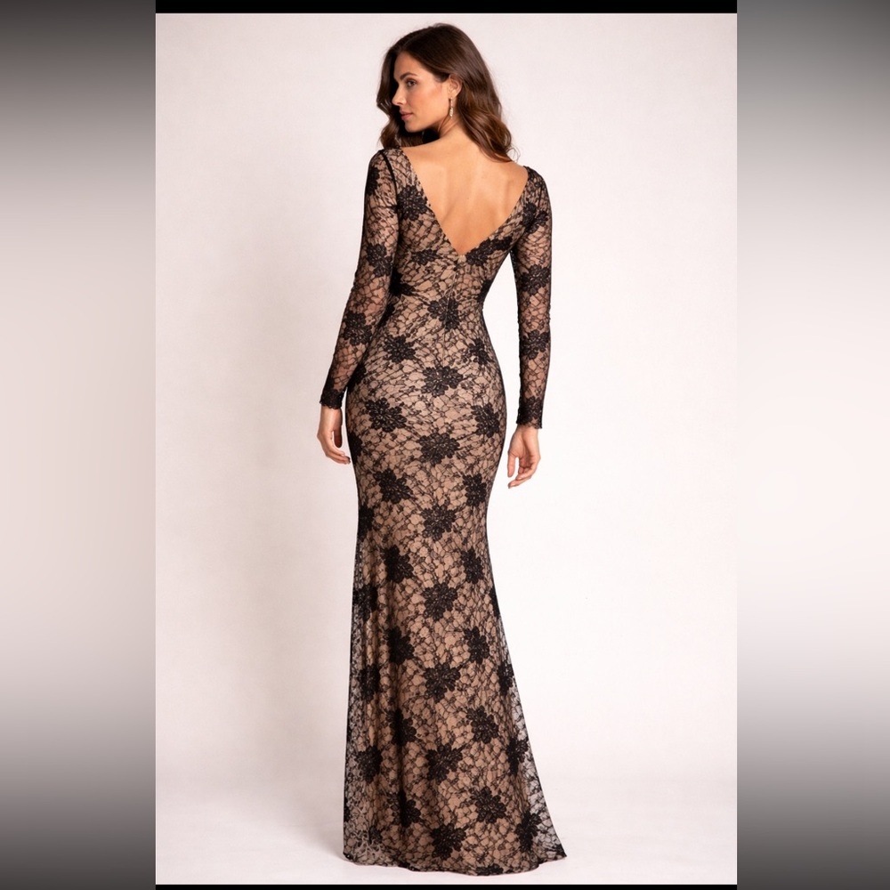JS collections long sleeves panel lace illusion aline long Gown - Picture 5 of 17